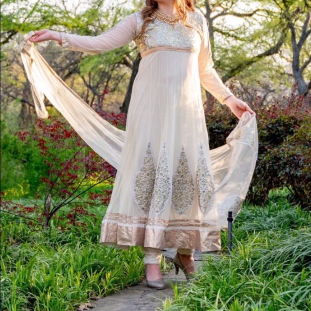 Ivory and gold Indian anarkali suit